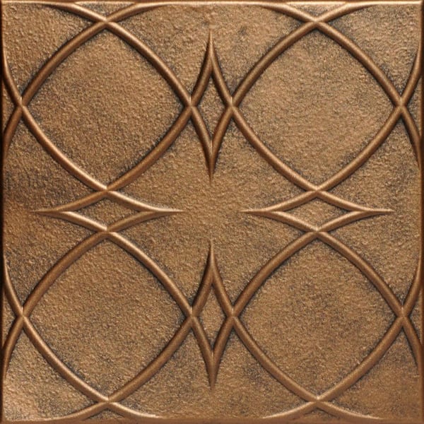 Circles and Stars Antique Bronze 1.6 ft. x 1.6 ft. Decorative Foam Glue Up Ceiling Tile (259.2 sq. ft. /case)