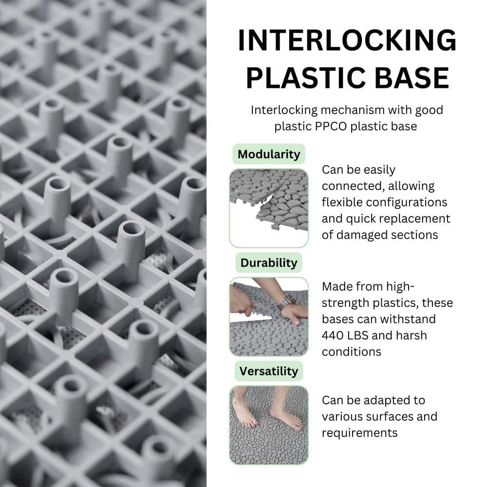 Gray 12" x 12" Plastic Interlocking Deck Tiles, 24-Pack