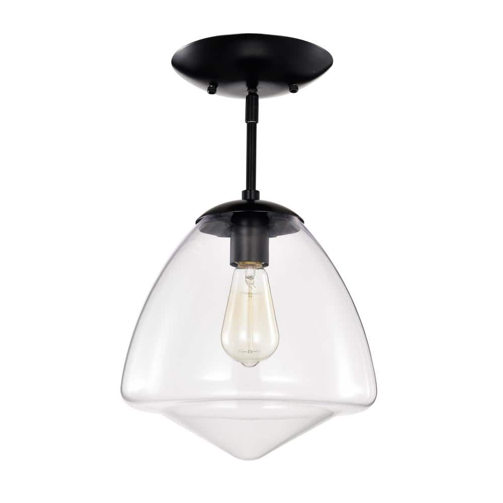 Zylo 11 in. 1-Light Indoor Matte Black Finish Semi-Flush Mount Ceiling Light price history on PriceWatchPro