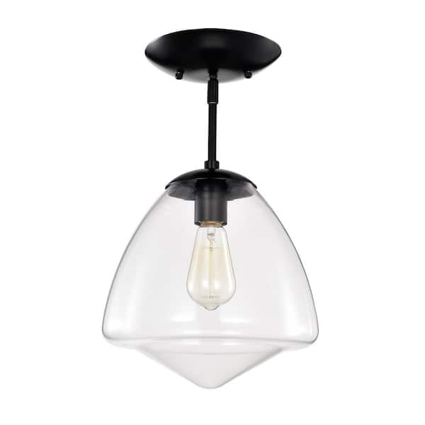 Warehouse of Tiffany Zylo 11 in. 1-Light Indoor Matte Black Finish Semi-Flush Mount Ceiling Light