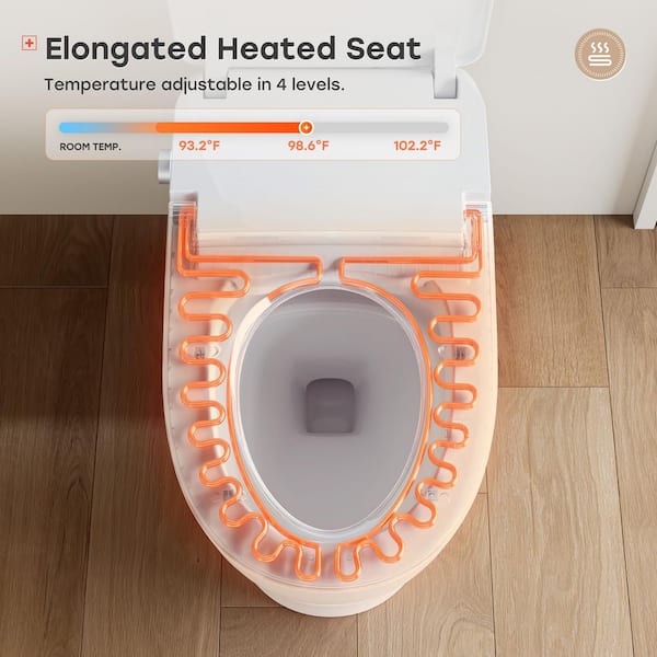 HOROW Elongated Smart Toilet 1.1 GPF with Heated Seat, Auto Flush, and Night Light