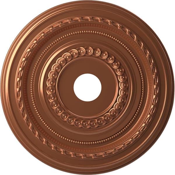 Ekena Millwork 22" O.D. x 3-1/2" I.D. x 1" P Cole Thermoformed PVC Ceiling Medallion (Fits Canopies up to 6") in Bright Coat Copper