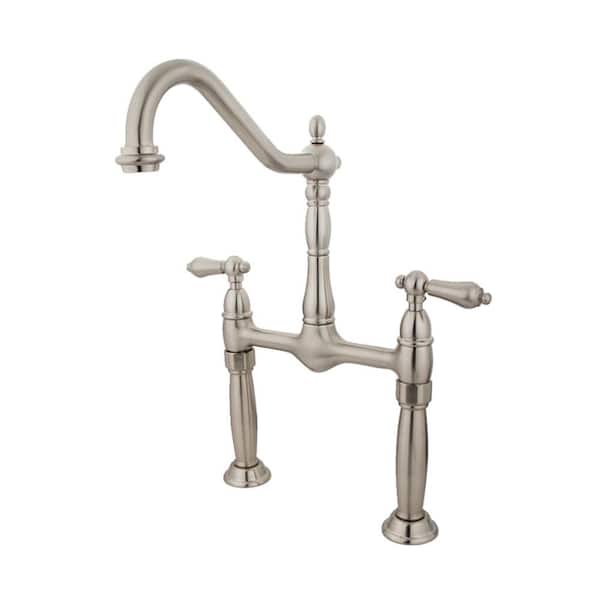 Kingston Brass Victorian Double Hole 2-Handle Vessel Bathroom Faucet in Brushed Nickel