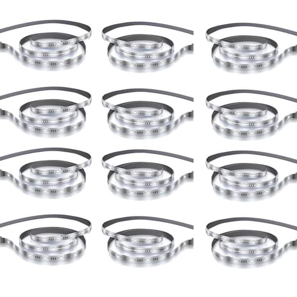 Feit Electric 16 ft. Plug-In White Strip Light Cuttable Linkable Integrated LED Color Changing CCT Onesync Under Cabinet Light 12-Pack