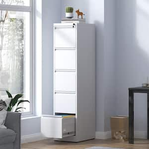 White 64 in. H Metal Office Storage Cabinet Steel Vertical File Cabinet with Lock and 5 Drawers