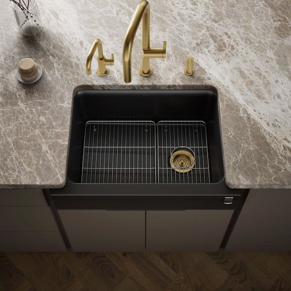 Cairn Matte Black Granite Composite 29.75 in. Single Bowl Undermount Kitchen Sink