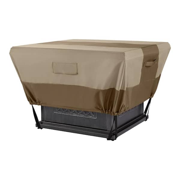 35.25 in. L x 35.25 in. W x 18 in. H Beige Patio Square Fire Pit Cover