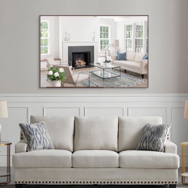 Yellow Coral 60.00 in. W x 40.00 in. H Modern Rectangle Aluminium Framed Wall Mirror