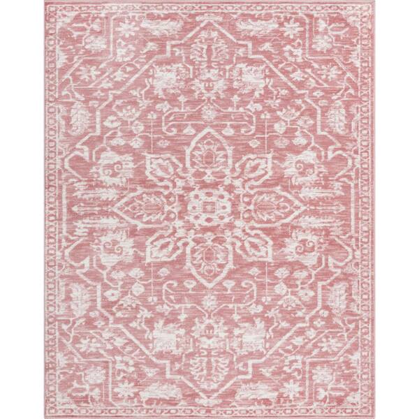 Well Woven Dazzle Disa Blush Vintage Distressed Medallion Oriental 5 ft. 3 in. x 7 ft. 3 in. Area Rug