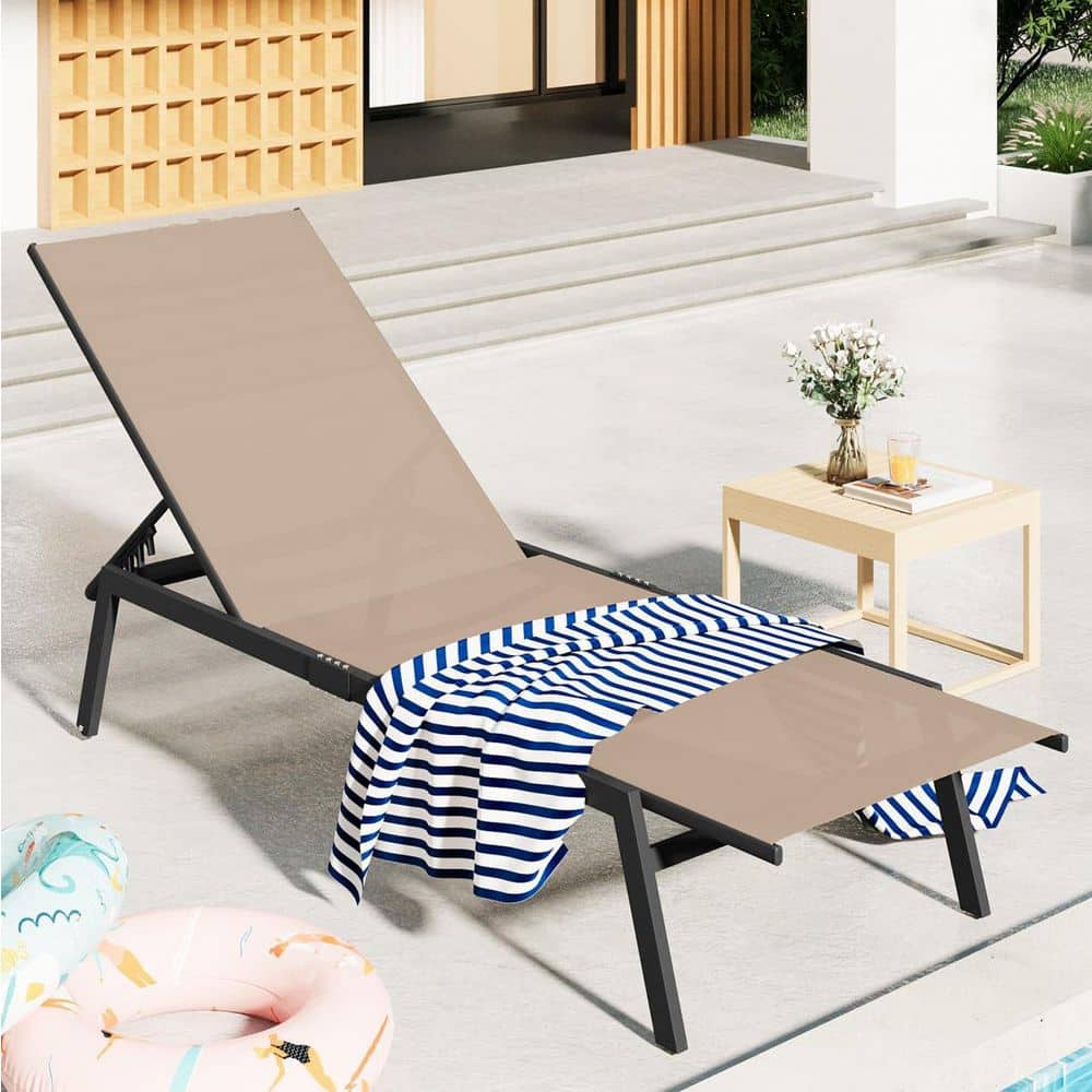 Outdoor Patio Adjustable Chaise Lounge Chairs with Wheels and Adjustable 5-Position Recliner in Beige, 4 PCS price history on PriceWatchPro