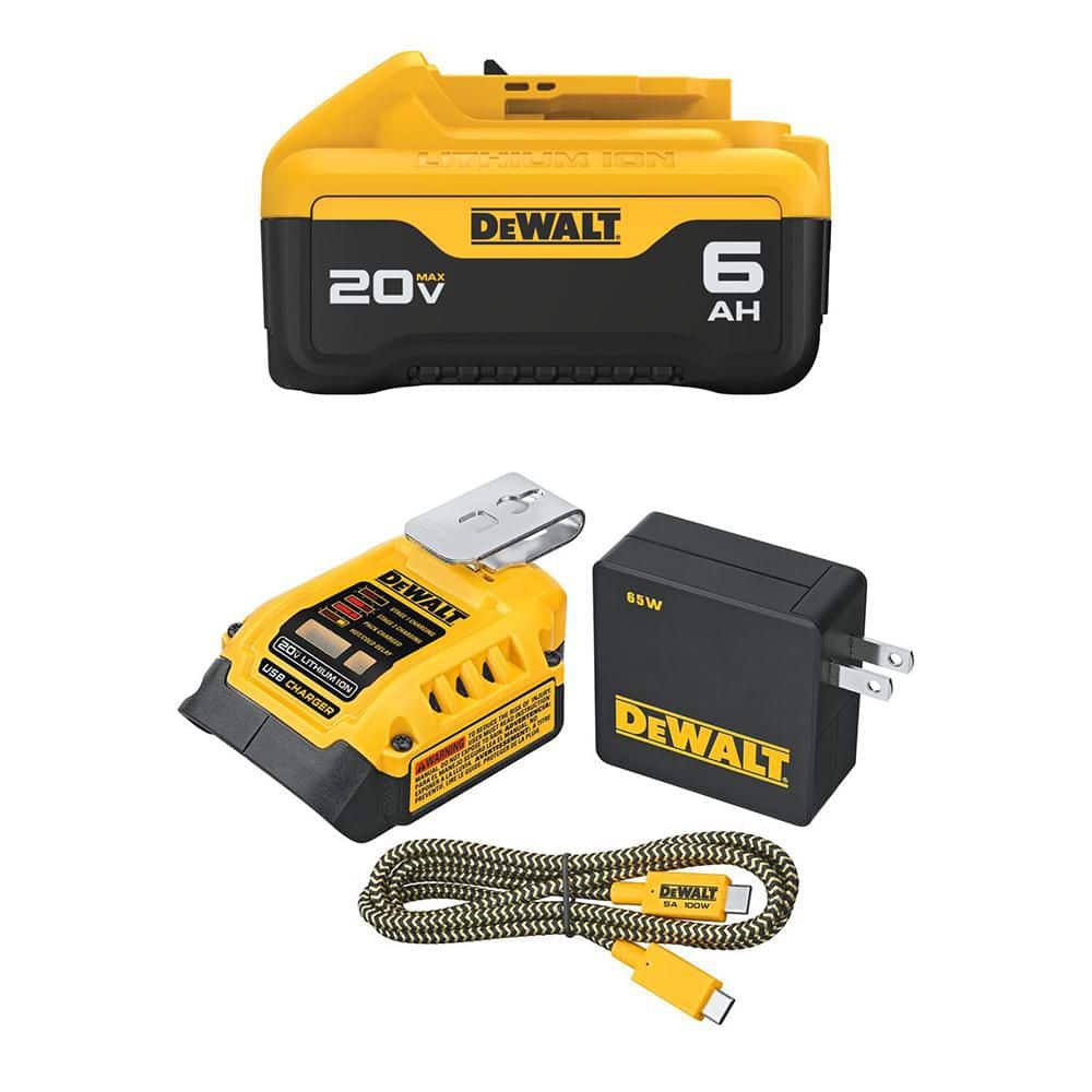 20-Volt MAX Lithium-Ion 6. 0Ah Battery Pack with 20-Volt MAX Charger and USBC Adaptor Kit price history on PriceWatchPro