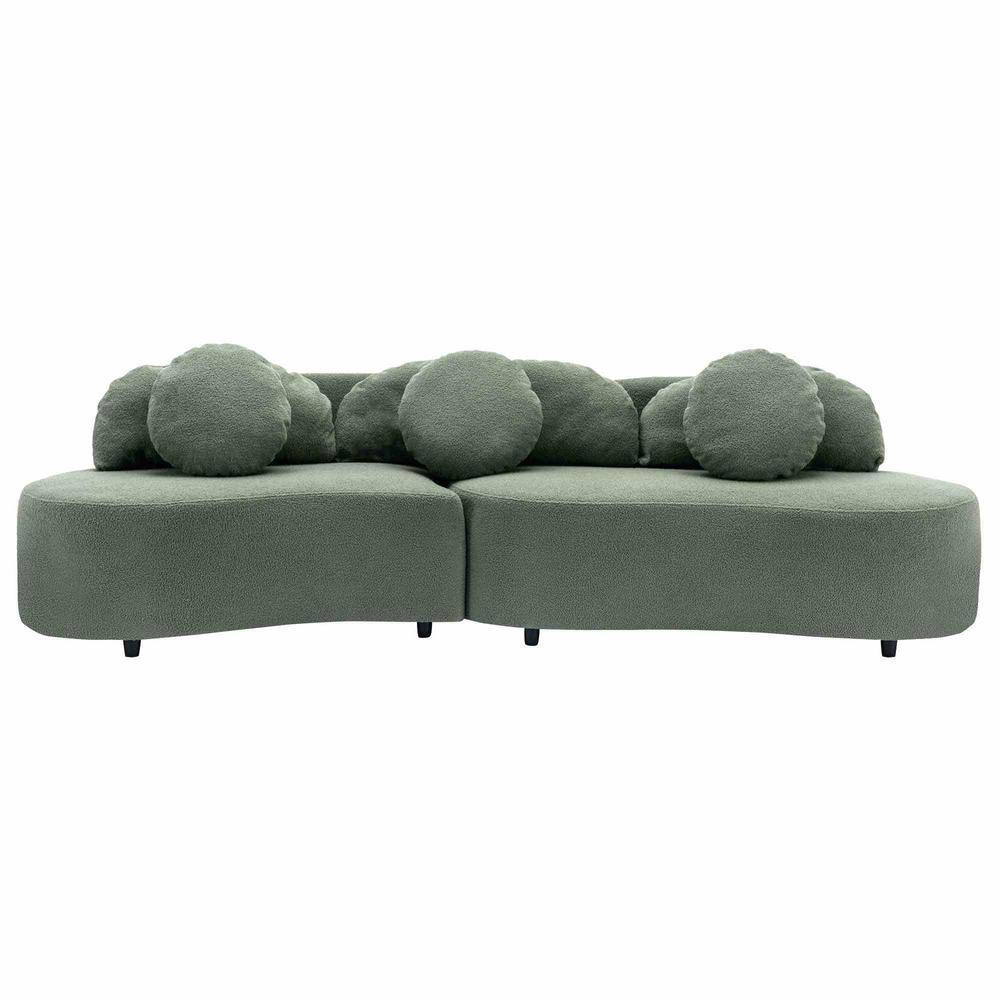 103.9" Modern Square Arm Velvet Rectangle Sofa, Upholstered Couch for Home or Office in. Green