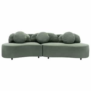 103.9 in. Modern Square Arm Velvet Rectangle Sofa, Upholstered Couch for Home or Office in Green