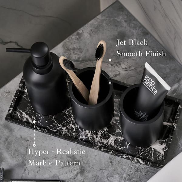 Premium 5 Pcs Matte Black Bathroom Accessories Set Complete.  Black Bathroom Decor Sets. Matte Black Bathroom Accessory Set Black. Black  Bathroom Set Black. Black and White Bathroom Accessories : Home 