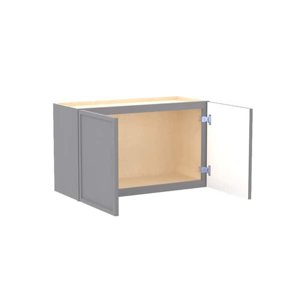 Home Decorators Collection Franklin 30 in. W x 12 in. D x 18 in. H Assembled Plywood Wall Bridge Kitchen Cabinet in Veiled Gray with Soft Close