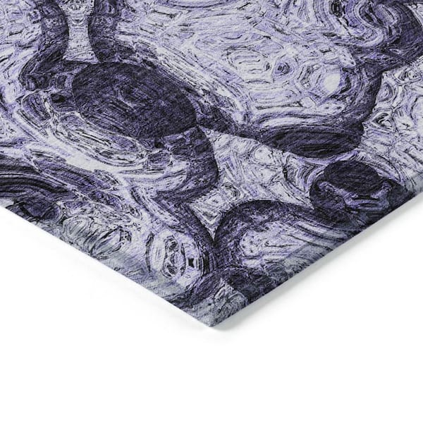 Purple, Lavender 10 ft. x 14 ft. Woven Abstract Polyester Rectangle Indoor / Outdoor Area Rug