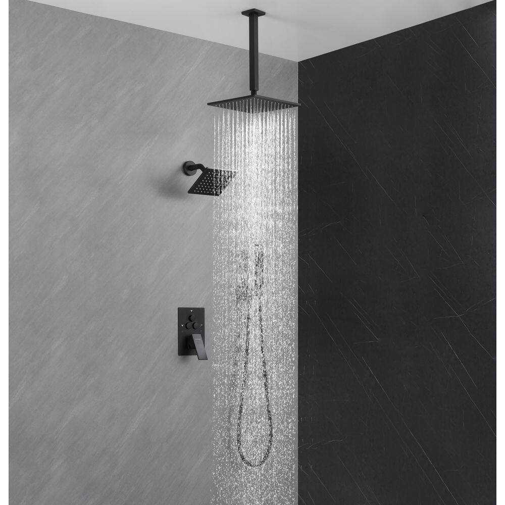 Luxury Single Handle 2-Spray Shower Faucet 1.8 GPM with High-Pressure Shower and Push Button Diverter in Matte Black price history on PriceWatchPro