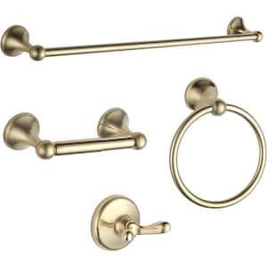 24 in. Wall Mounted, Towel Bar in Brushed Gold，4-Piece