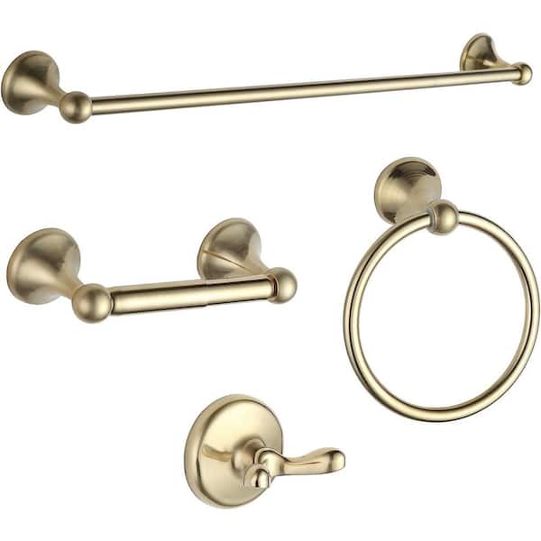 Dyiom 24 in. Wall Mounted, Towel Bar in Brushed Gold，4-Piece