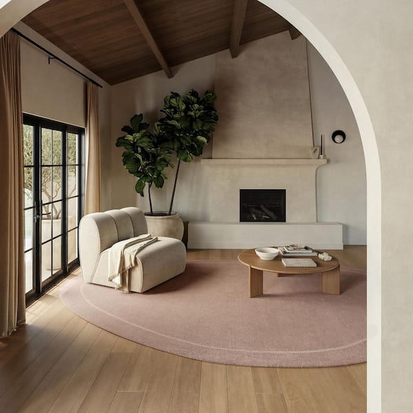 Los Feliz Abstract Wool Mauve 5 ft. x 8 ft. Indoor Shaped Rug