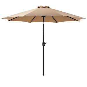 9 ft. Metal Outdoor Market Button Tilt and Crank Patio Umbrella with UV Protected and Waterproof in Khaki