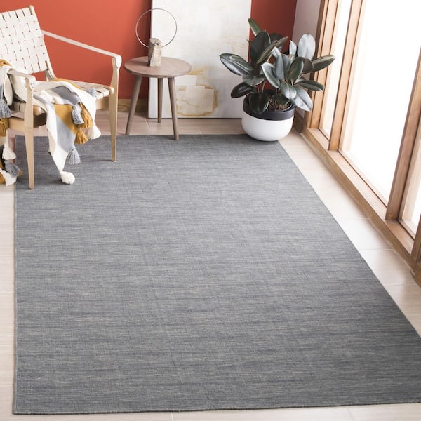 Kilim Grey/Silver 6 ft. x 6 ft. Solid Color Square Area Rug