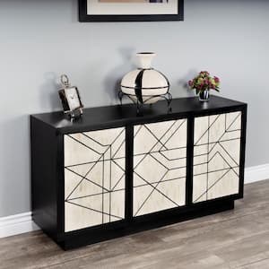 Greta Multi-Color Bone Inlay/Wood 59 in. Sideboard with 3 Doors and 3 Interior Shelves