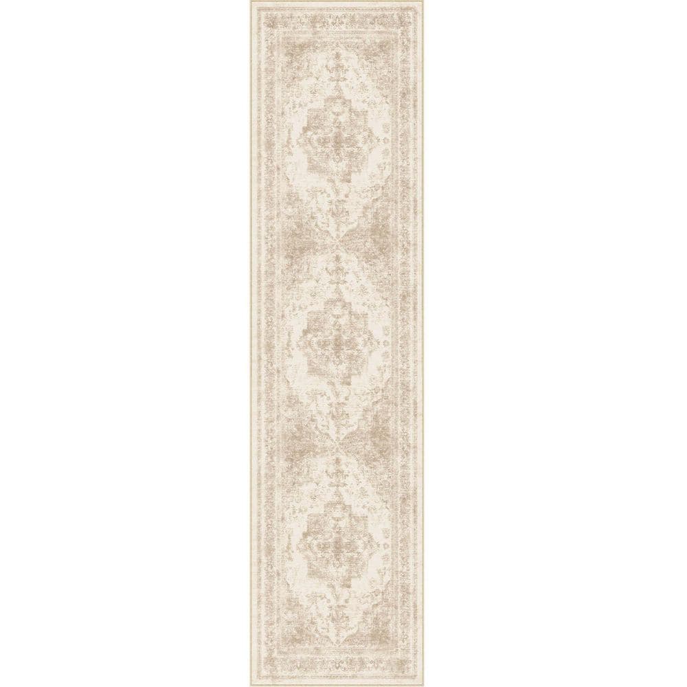 Persia Beige 2 ft. x 8 ft. Vintage Medallion Distressed Runner Rug price history on PriceWatchPro