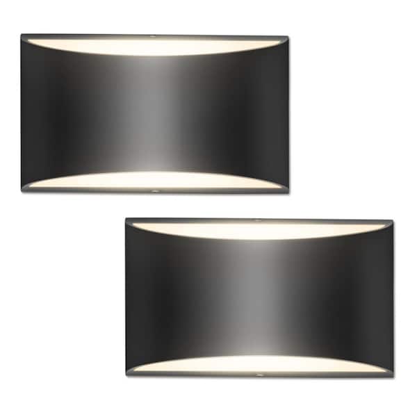8 in. 1-Light Black Modern Lantern Wall Sconces, Up and Down Light for Bedroom, Hallway, Living Room, 2-Pack
