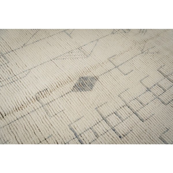 Beige Hand-Knotted Wool Contemporary Marrakech Handspun Area Rug : Luxurious Modern Rug for Living R, Area Rug