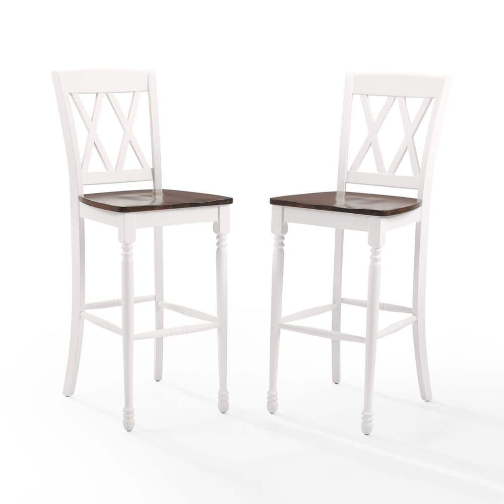 Shelby 47.5" White Wood Double X Bar Stool Set