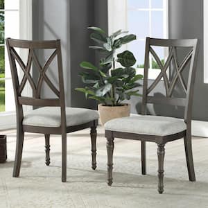 Linnett Grey Brown Polyester Side Chair (Set of 2)
