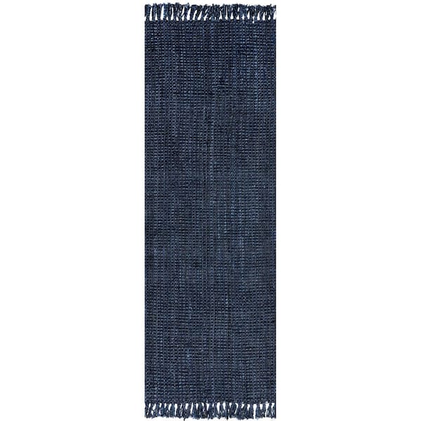 Daniela Farmhouse Chunky Jute Navy Blue 3 ft. x 8 ft. Runner Rug