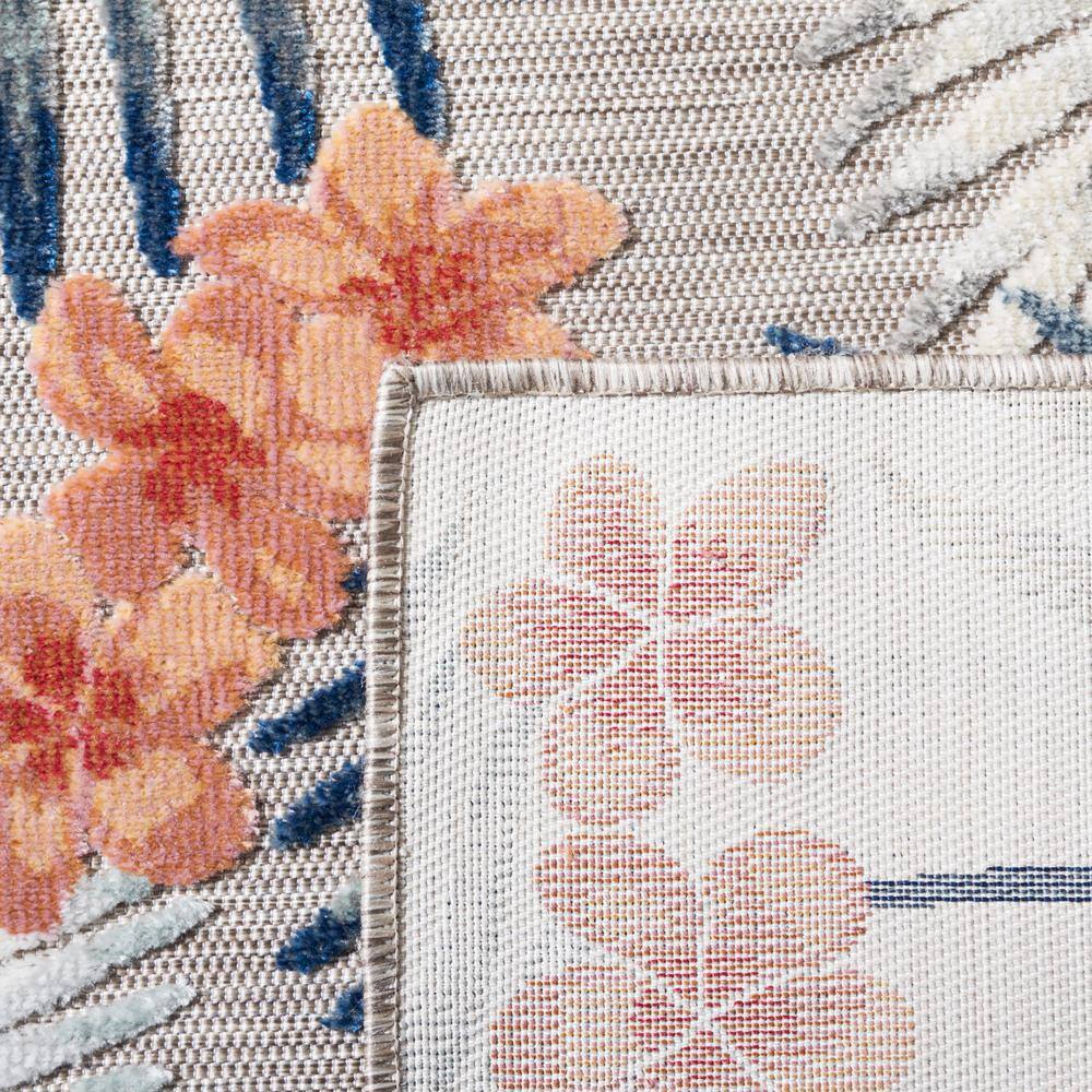 Gray Floral Synthetic Indoor/Outdoor Area Rug