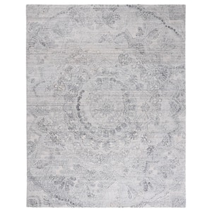 Abstract Ivory/Black 9 ft. x 12 ft. Distressed Medallion Area Rug