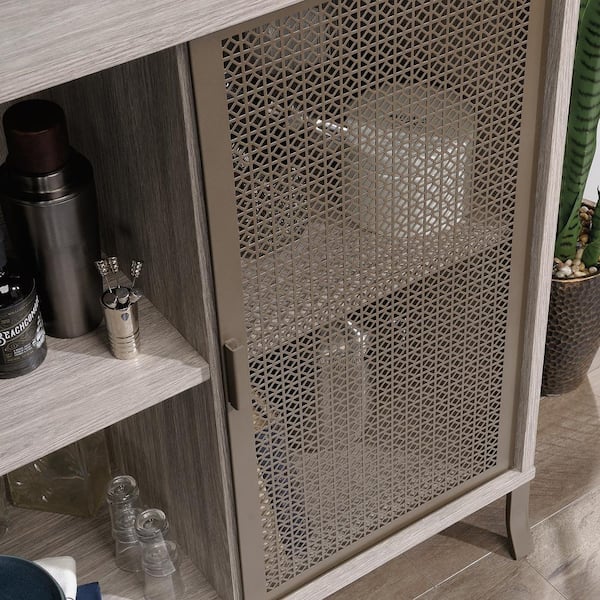 Golden Oak Accent Cabinet with 2-Mesh Doors