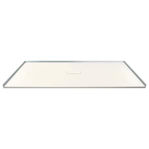 Zero Threshold 35.5 in. L x 60 in. W Customizable Threshold Alcove Shower Pan Base with Center Drain in Cameo