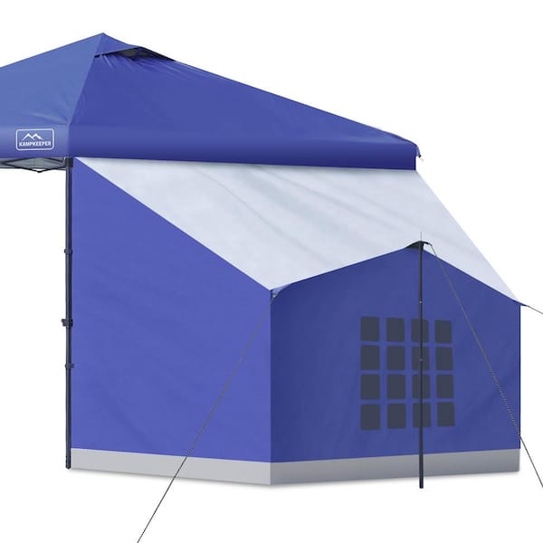 Zeus & Ruta 10 ft. x 10 ft. Navy Blue Camping Tent Pop Up Canopy Easy Set Up Gazebo