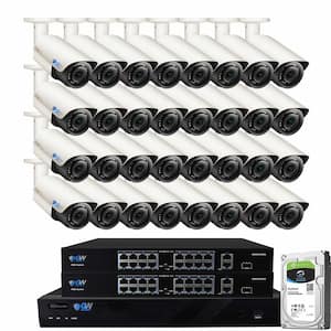 32-Channel 8MP 8TB NVR Security Camera System 32 Wired Bullet Cameras 2.8-12mm Motorized Lens Human/Vehicle Detection