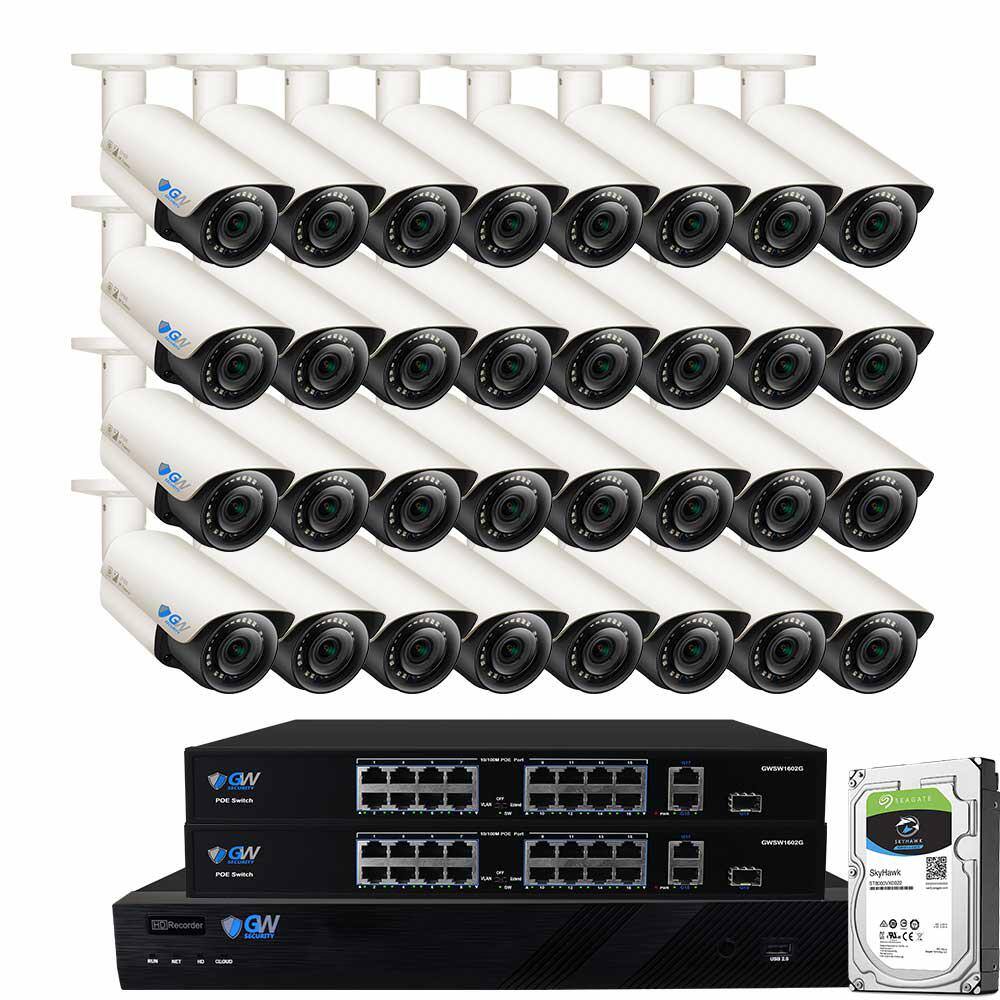 GW Security 32Channel 8MP 8TB NVR Security Camera System 32 Wired