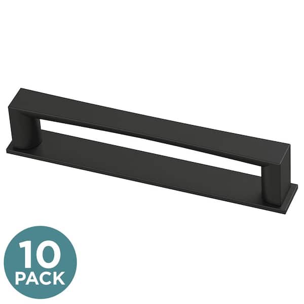 Liberty (10-Pack) Geometric Square Backplate 5-1/16 in. (128 mm) Modern Matte Black Cabinet Handle Drawer Bar Pulls