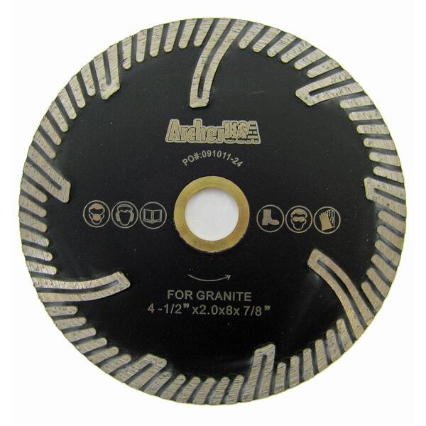 Archer USA 4.5 in. Turbo Rim Diamond Blade with Protect Teeth for Stone Cutting