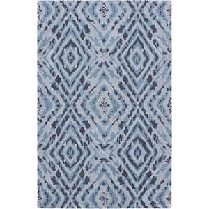 E1722 Blue 5 ft. x 8 ft. Hand Tufted Modern Wool and Viscose Area Rug