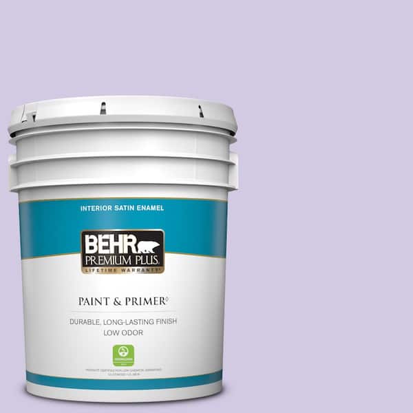 BEHR PREMIUM PLUS 5 gal. #650C-3 Light Mulberry Satin Enamel Low Odor Interior Paint & Primer