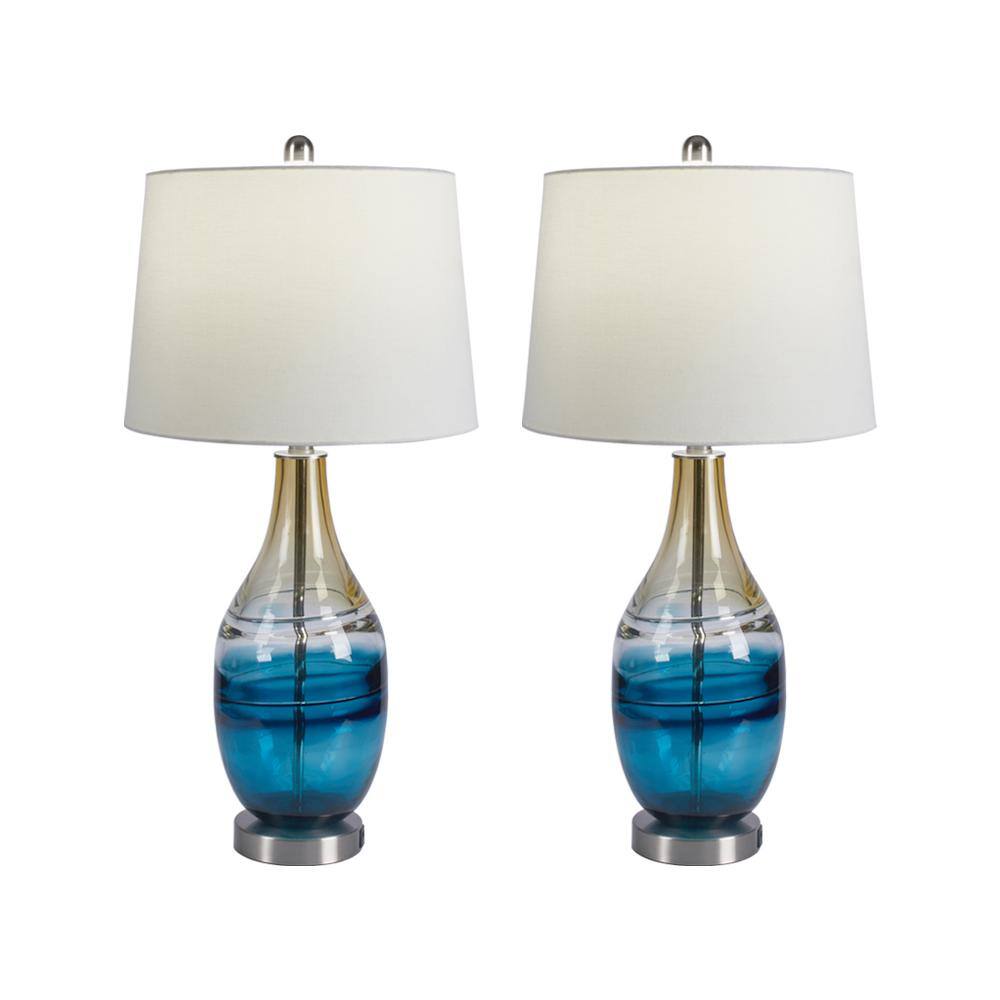 set of 2 blue lamps