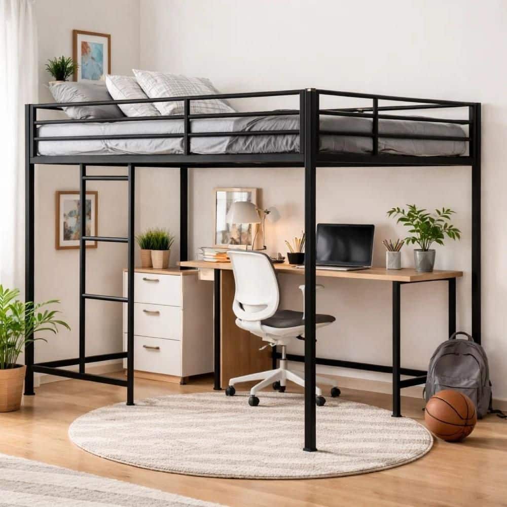 Ady Black Metal Frame Twin Panel Bed with Ladder and Guardrails price history on PriceWatchPro