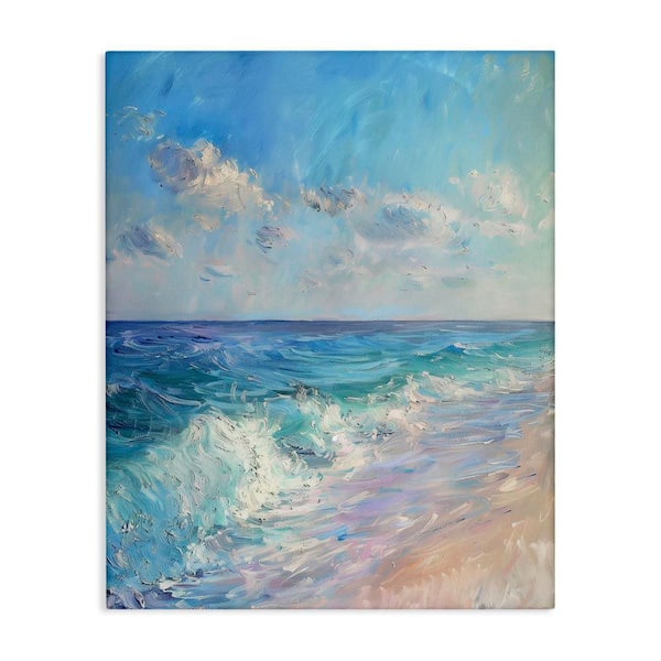 Stupell Industries Soft Ocean Beach by LSR Design Studio Unframed Coastal Graphic Art Print 40 in. x 30 in.