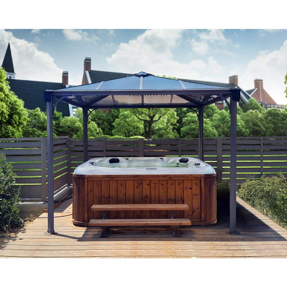 Palermo 10' x 10' Gray Aluminum Gazebo with Bronze Polycarbonate Roof