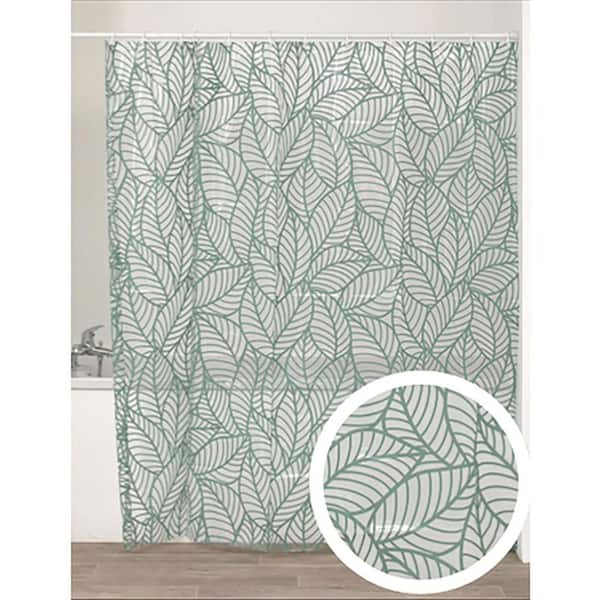 Transparent 71 in. W x 71 in. L PEVA Shower Curtain Green Leaf Design  1108723 - The Home Depot