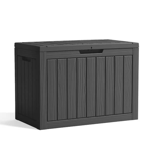 45 Gal. Outdoor Waterproof Resin Storage Deck Box, Lockable Large Capacity Deck Storage Bench for Garden or Patio